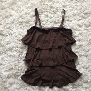 Brown Gap Ruffle Top